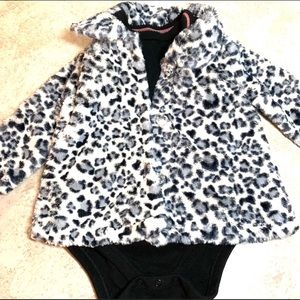 3-6m leopard furry coat & body suit